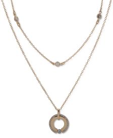 Gold-Tone Crystal Layered Pendant Necklace, 16" + 3" extender