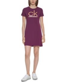 Cotton CK Metallic Logo T-Shirt Sheath Dress