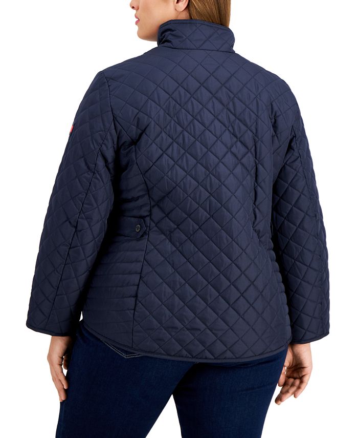 Tommy Hilfiger Plus Size Quilted Logo Patch Jacket & Reviews - Jackets ...