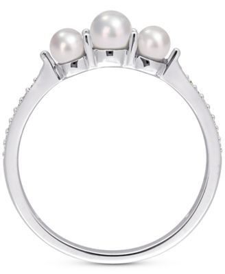 Cultured Freshwater Pearl (3 & 6-1/2mm) & Diamond Accent Ring in 14k White Gold