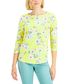 Cotton Travelers Garden Printed Top, Created for Macy's