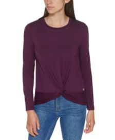 Long Sleeve Twist-Front Knit Top