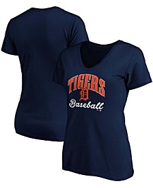 Women's Navy Detroit Tigers Victory Script V-Neck T-shirt
