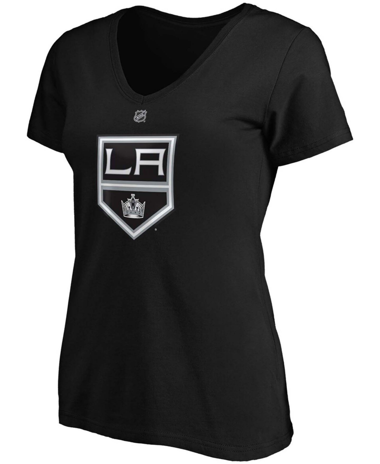Женская футболка Fanatics Quinton Byfield Black Los Angeles Kings Authentic Stack Name and Number V-Neck — фото 2