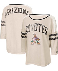 Women's Oatmeal Arizona Coyotes Highlight 3/4 Sleeve T-shirt