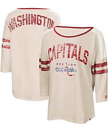 Women's Oatmeal Washington Capitals Highlight 3/4 Sleeve T-shirt