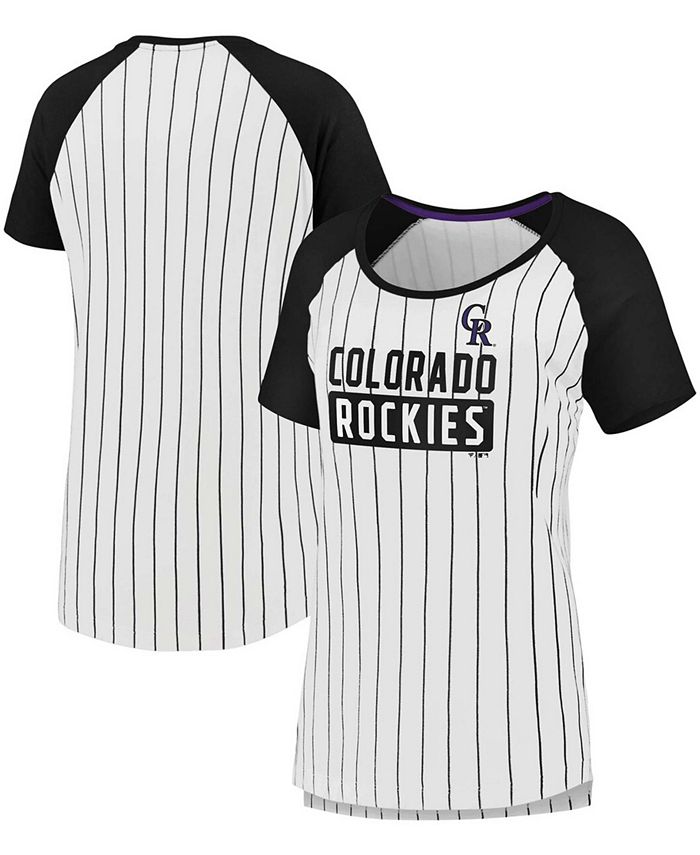 Men's True-Fan White/Black Colorado Rockies Pinstripe Jersey