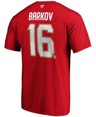 Men's Aleksander Barkov Red Florida Panthers Team Authentic Stack Name and Number T-shirt
