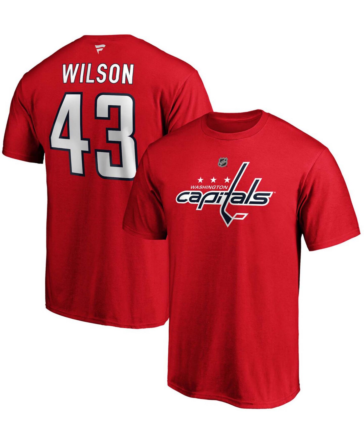 Мужская футболка Fanatics Tom Wilson Red Washington Capitals Team Authentic Stack Name and Number — фото 1