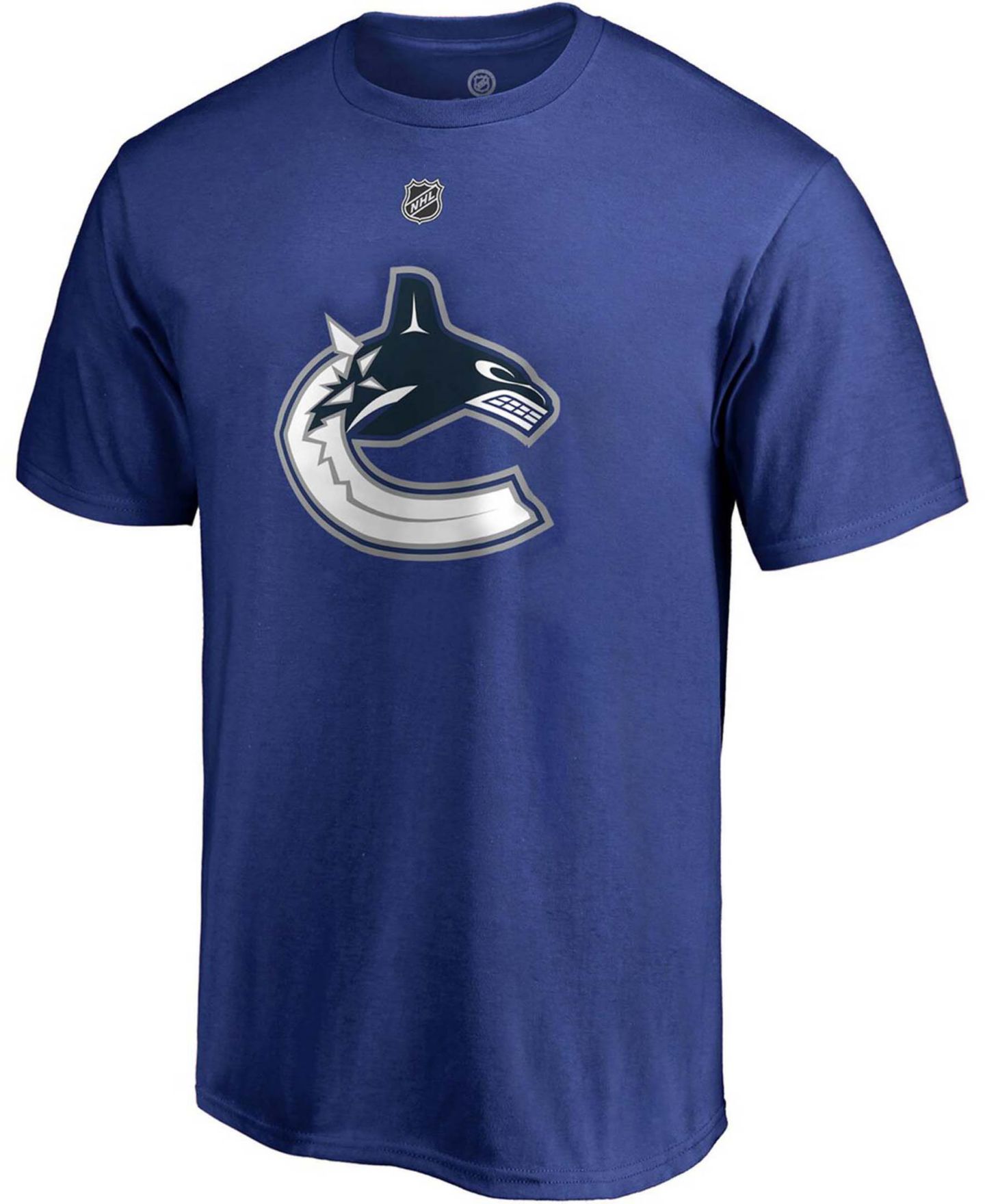 Мужская футболка Fanatics Elias Pettersson Blue Vancouver Canucks Team Authentic Stack Name and Number — фото 2