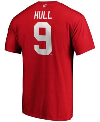 Men's Bobby Hull Red Chicago Blackhawks Authentic Stack Retired Player Name and Number T-shirt