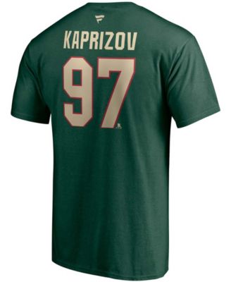Men's Kirill Kaprizov Green Minnesota Wild Authentic Stack Name and Number T-shirt