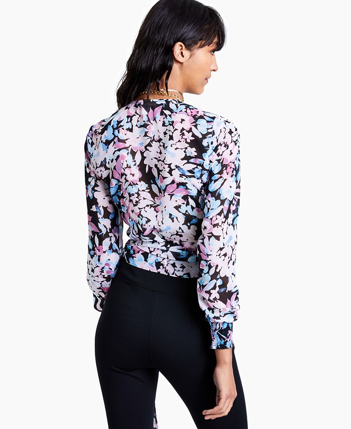 Bar III FloralPrint Wrap Top, Created for Macy's Macy's