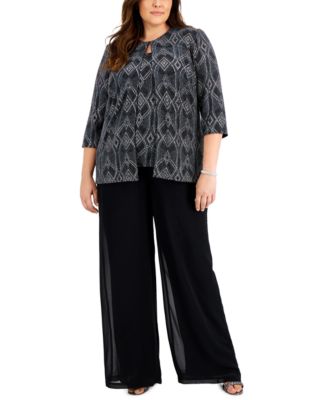 Alex Evenings - Plus Size Metallic Jacquard Top & Jacket Twinset