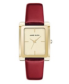 Women's Red Genuine Leather Strap Watch 28mm x 35mm