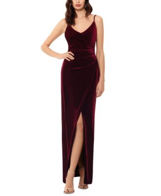 B&A By Betsy and Adam - Petite Velvet Gathered-Waist Gown