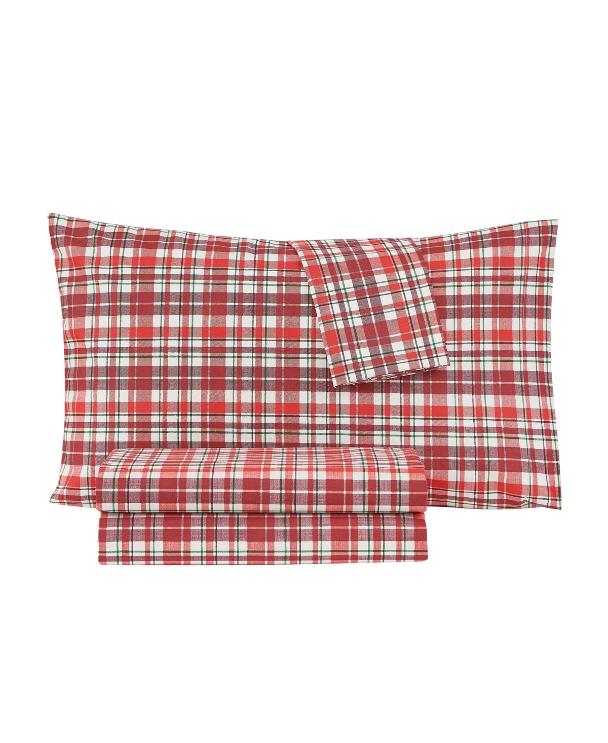 Jessica Sanders Holiday Microfiber 4 Pc Queen Sheet Set Bedding In Red Plaid