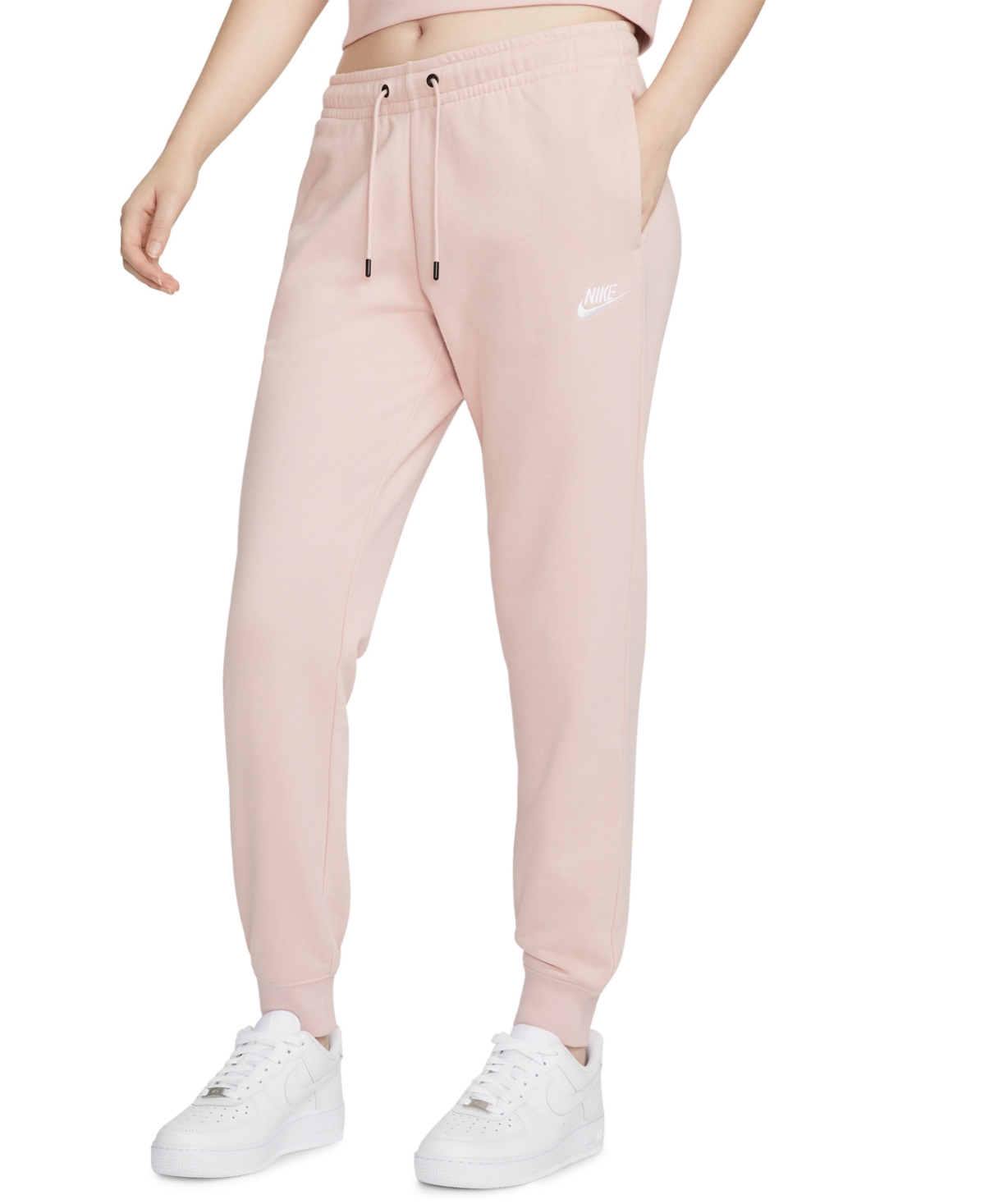 Nike Women's Sportswear Essential Fleece Full Length Joggers In Pink ...