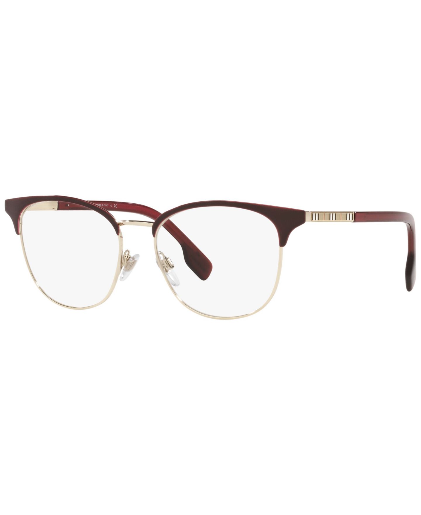 Женские очки Burberry Woman Square Metal BE1355 Sophia Eyeglasses, цвет: Золотой / Бордовый — фото 1