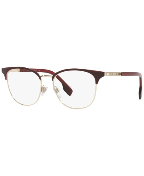 Женские очки Burberry Woman Square Metal BE1355 Sophia Eyeglasses, цвет: Золотой / Бордовый