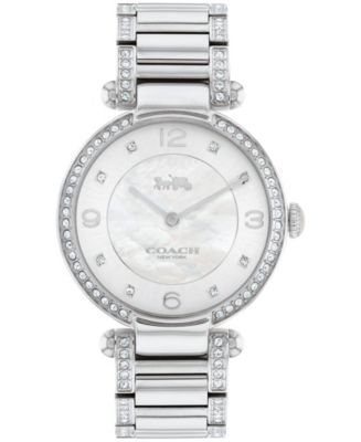 ??️ COACH?️ Cary Mother-Of-Pearl Bracelet silver watch 26mm Coach 14504002 Cary Crystal Accent Horseshoe Silver Tone  main image 3