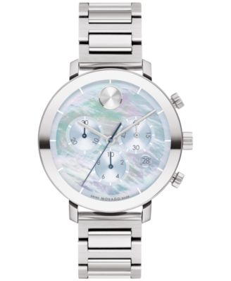 Movado - Men's Bold Evolution Swiss Chronograph Silver-Tone Stainless Steel Bracelet Watch 38mm