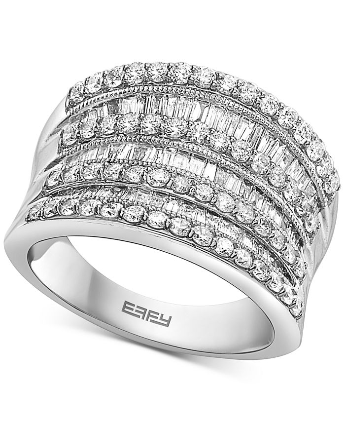 EFFY Collection - Diamond Multirow Statement Ring (1-3/8 ct. t.w.) in 14k White Gold