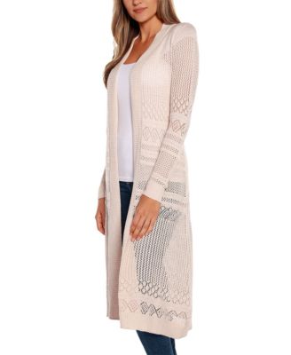 Pointelle-Stitch Duster Cardigan Sweater