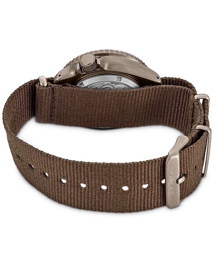 Seiko Men's Automatic 5 Sports Brown Nylon Strap Watch 43mm Macy's