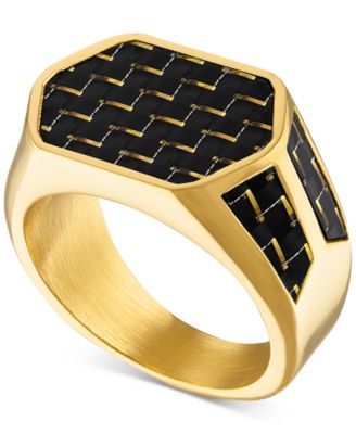 Esquire Men's Jewelry - Black & Blue Carbon Fiber Beveled Ring