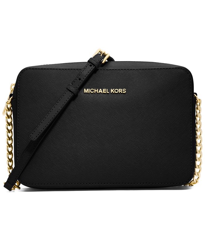 Michael Michael Kors, Jet Set Large Saffiano Leather Crossbody Bag, Black, One Size
