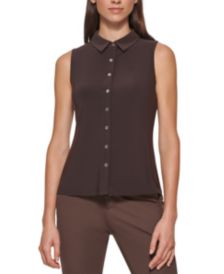 Sleeveless Collared Button-Front Top 