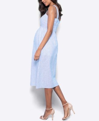 Seraphine Women's Maternity Linen-Blend Midi  Nursing Dress, Including Petites Sizing