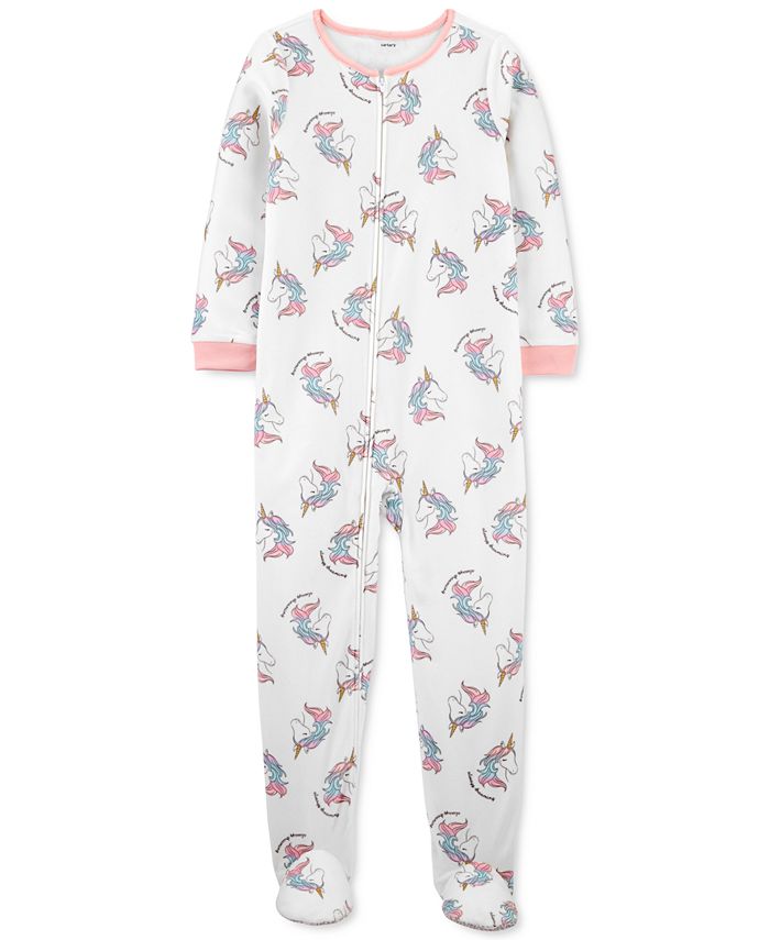 Carters Baby Girls Unicorn Fleece Pajamas Pink Size 24mos main image 1