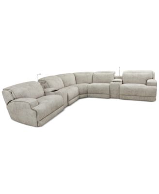 Sebaston 7-Pc. Fabric Sectional with 2 Power Motion Recliners and 2 USB Consoles, Created for Macy's