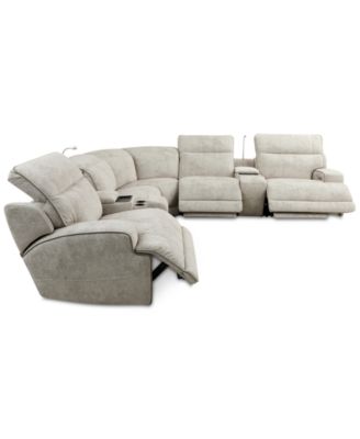 Sebaston 7-Pc. Fabric Sectional with 3 Power Motion Recliners and 2 USB Consoles, Created for Macy's