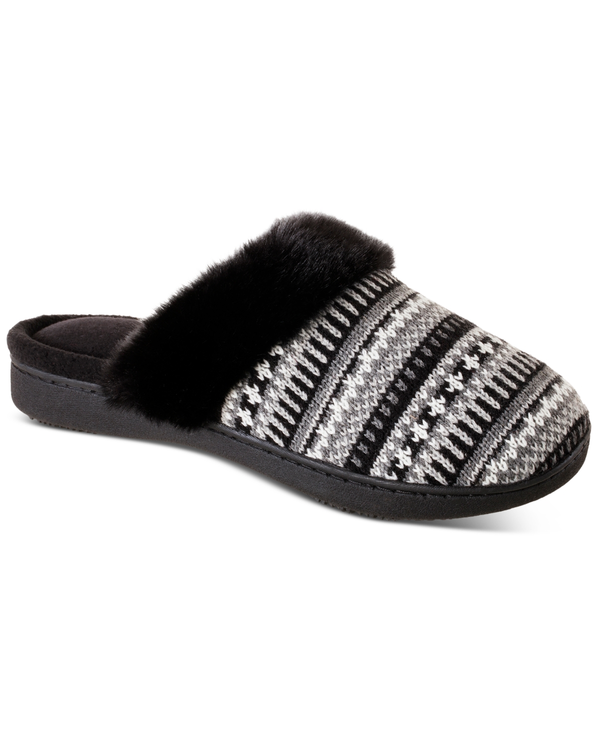 Women's Fairisle Sweater Knit Calen Clog Slippers - Blk