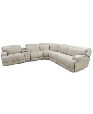 Sebaston 6-Pc. Fabric Sectional with 2 Power Motion Recliners and 1 USB Console, Created for Macy's