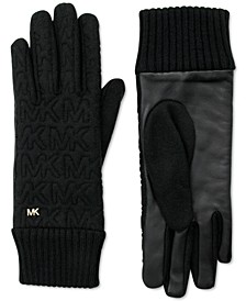 Women's Jersey Knit Quilted Logo Gloves