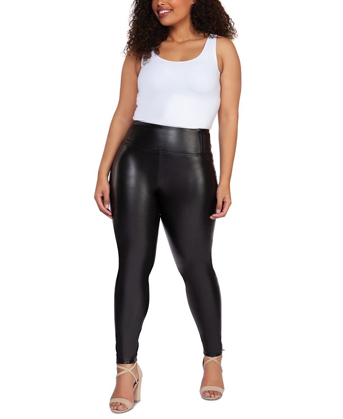 Black Tape Plus Size High-Waisted Faux-Leather Leggings -