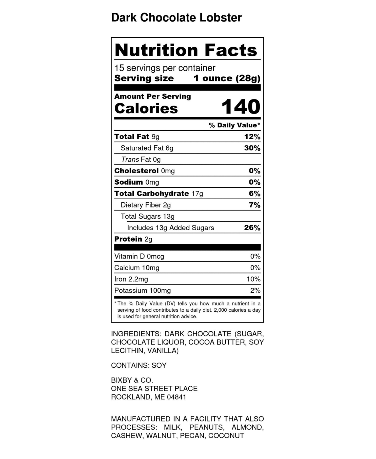 Bixby Chocolate Dark Chocolate Maine Lobster, 1 lb