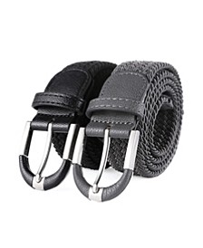 Men's Hopsack Weave Elastic Belt, Pack of 2