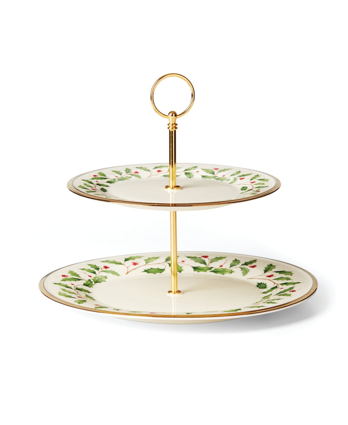 Lenox Holiday 2-tiered Server In Red,green And Ivory