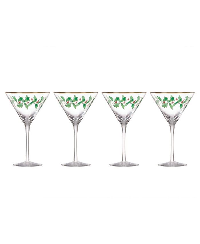 Christmas Martini Glasses, Set of 4, Green/Red, 7H x 4.5 , Glass | Kirkland's Home