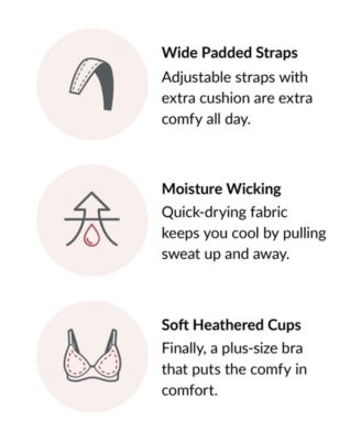 Women's Full Figure Plus Size Magic Lift Moisture Control Wirefree Bra 1064