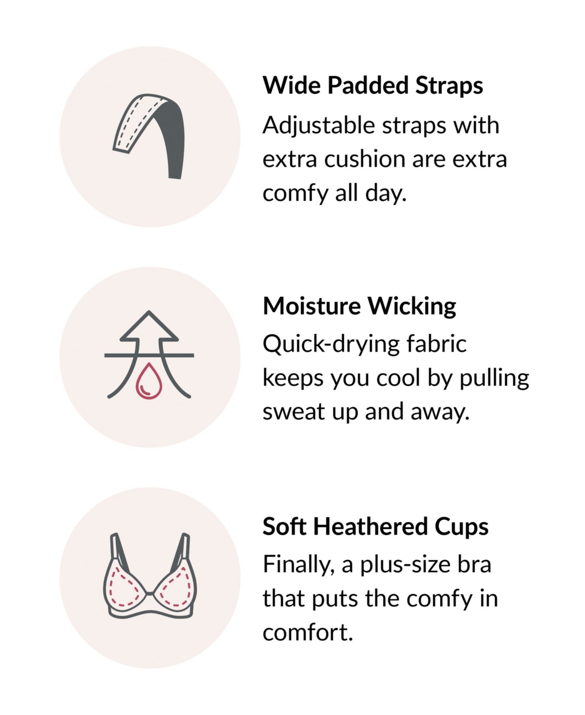 Women's Full Figure Plus Size Magic Lift Moisture Control Wirefree Bra