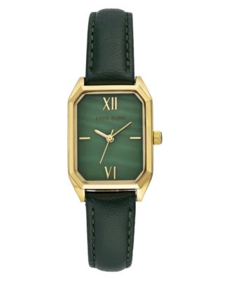 Anne Klein Women's Dark Green Leather Strap Watch 24mm - Macy's