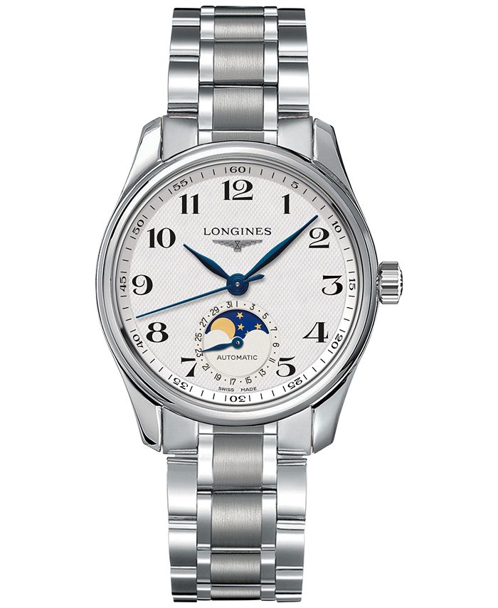 Longines Women's Swiss Automatic Master Moonphase Stainless Steel ...
