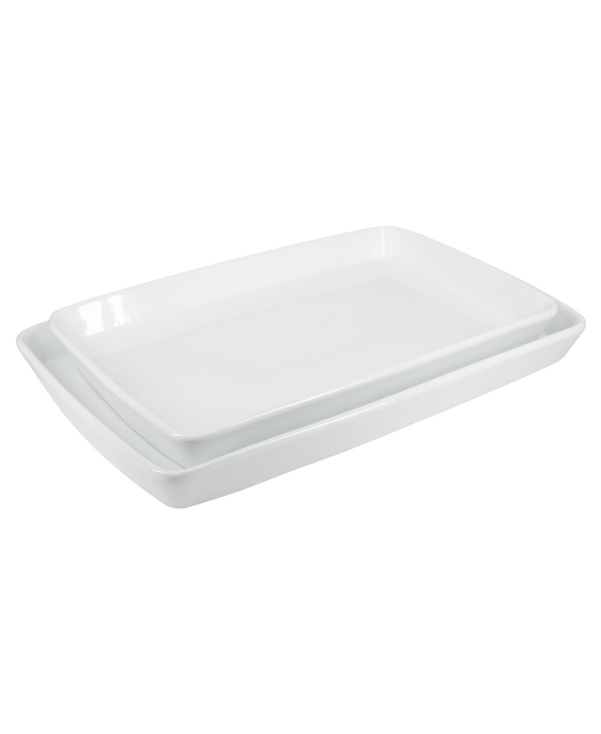 Bia Rectangular Platters, Set Of 2 In White
