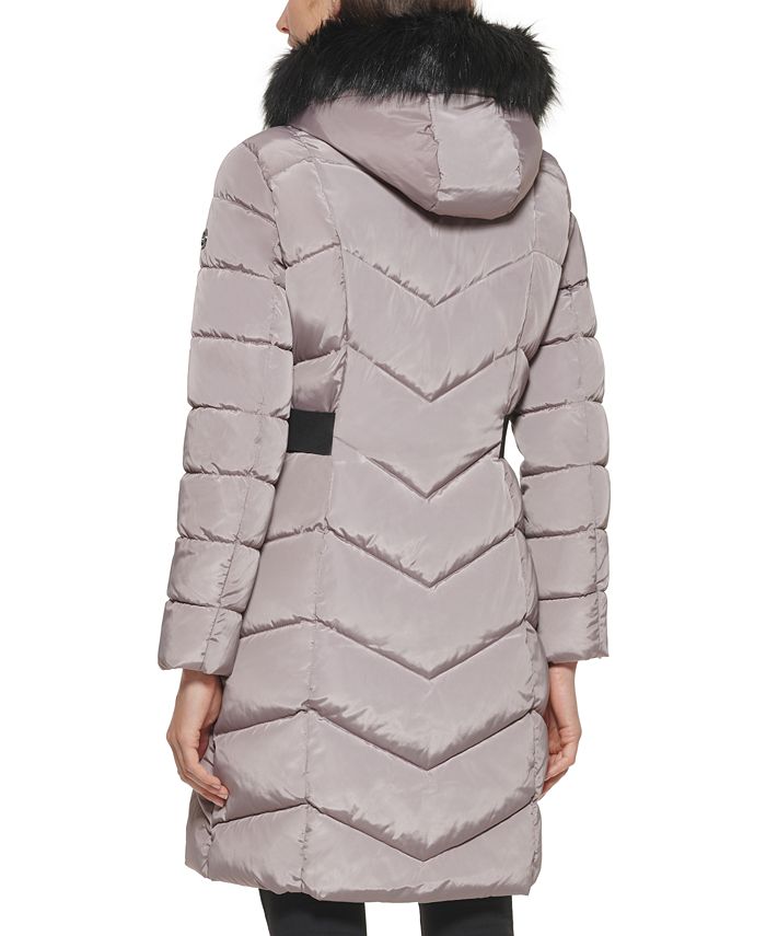 Calvin Klein Women's Faux-Fur-Trim-Hooded Puffer Coat, Created for Macy ...